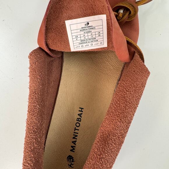 Manitobah Modern Moccasin Shoes Womens US 10 Brick Red Clay Leather Flat 41200D4 - Picture 7 of 7